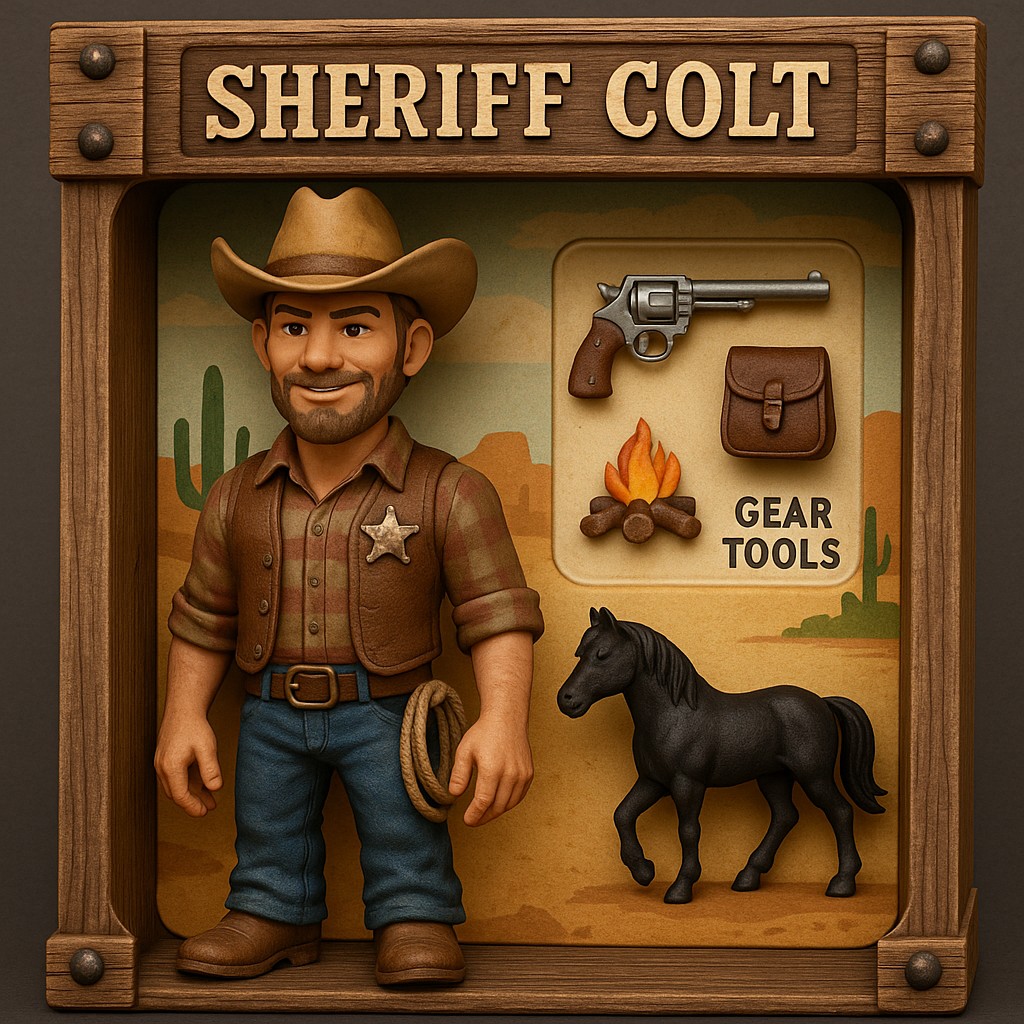 Wild West-style 3D Collectible Figurine Image.