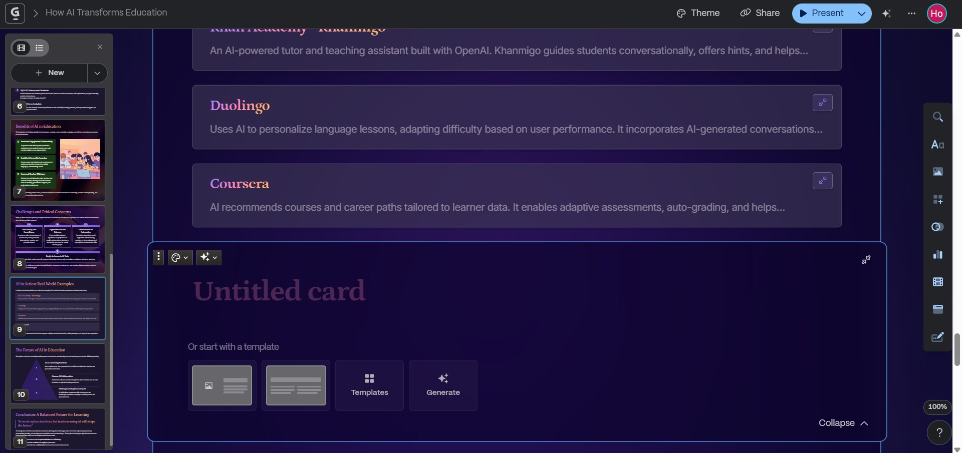 Created nested card.