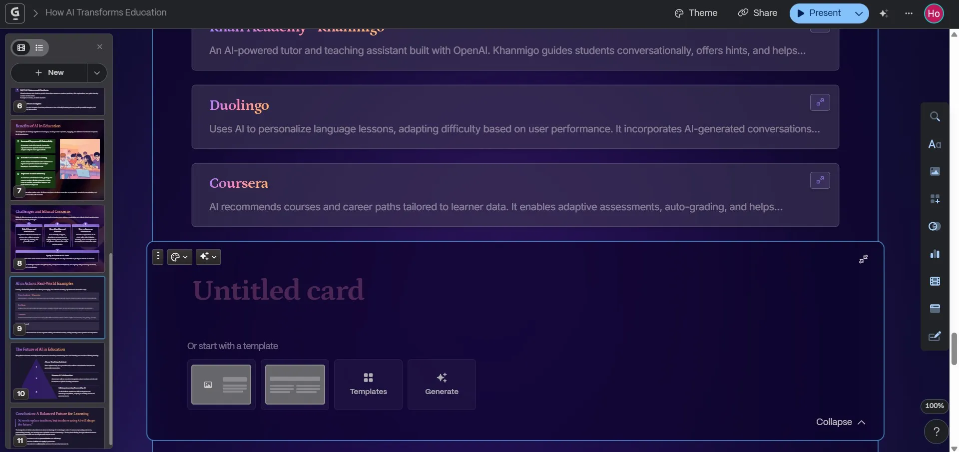 Created nested card.