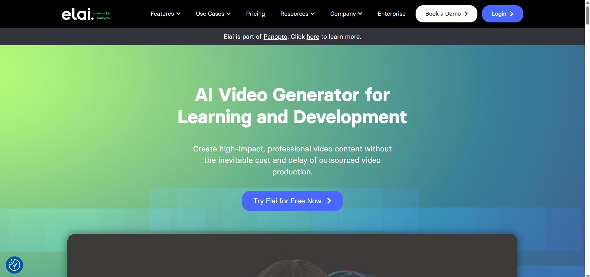 Elai's landing page.