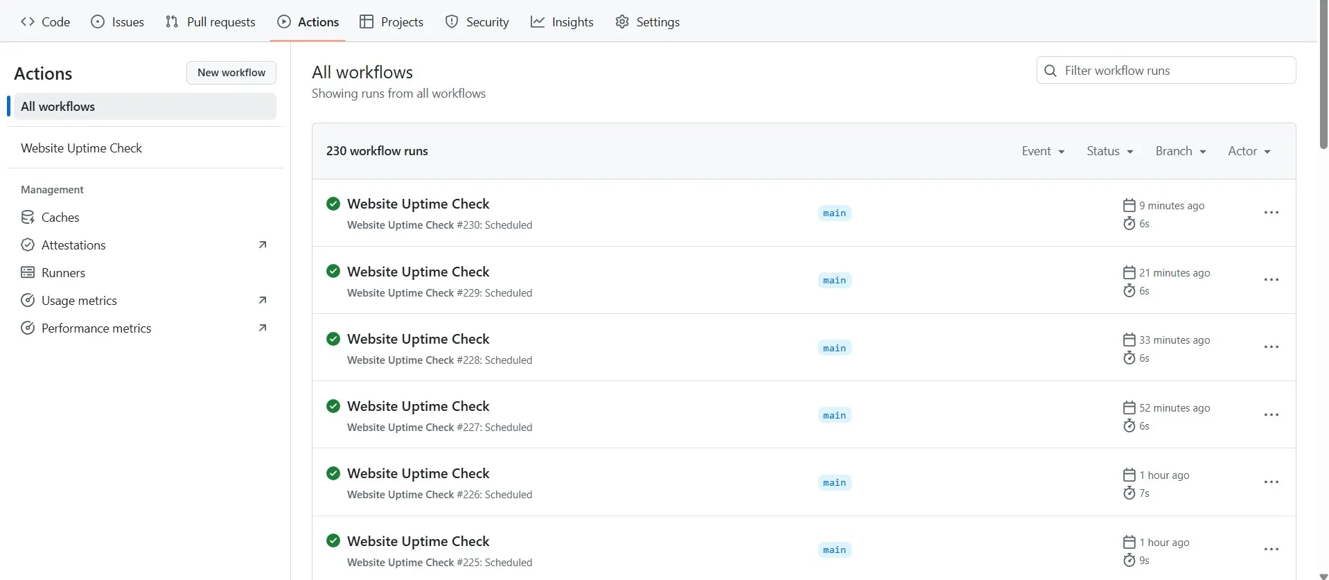Github Actions Website Uptime Check.