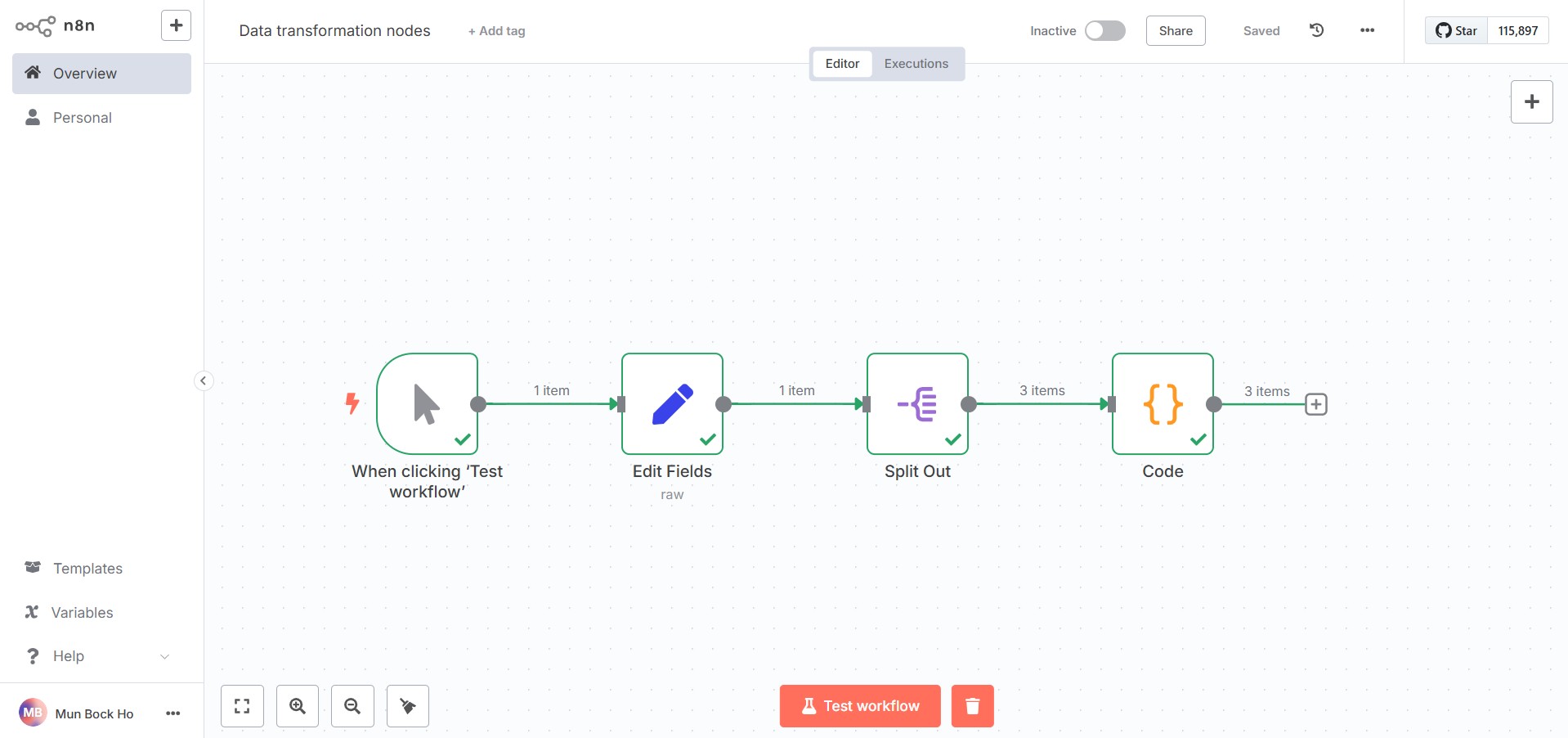 Overview of data transformation nodes.