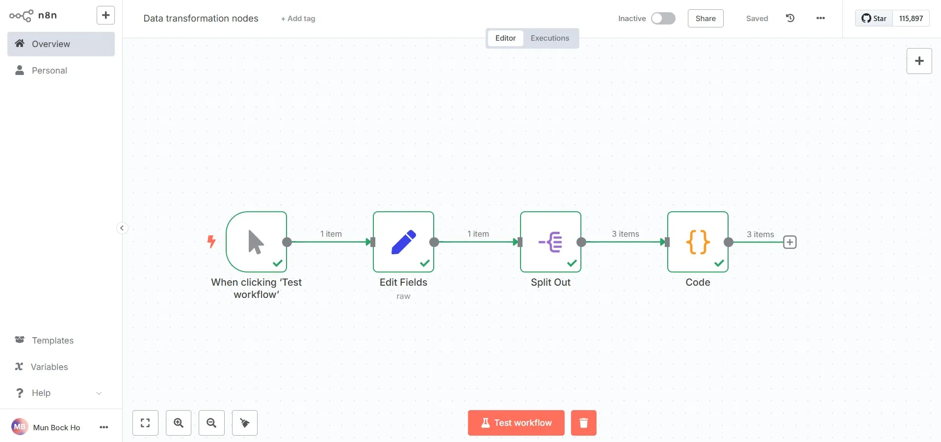 Overview of data transformation nodes.