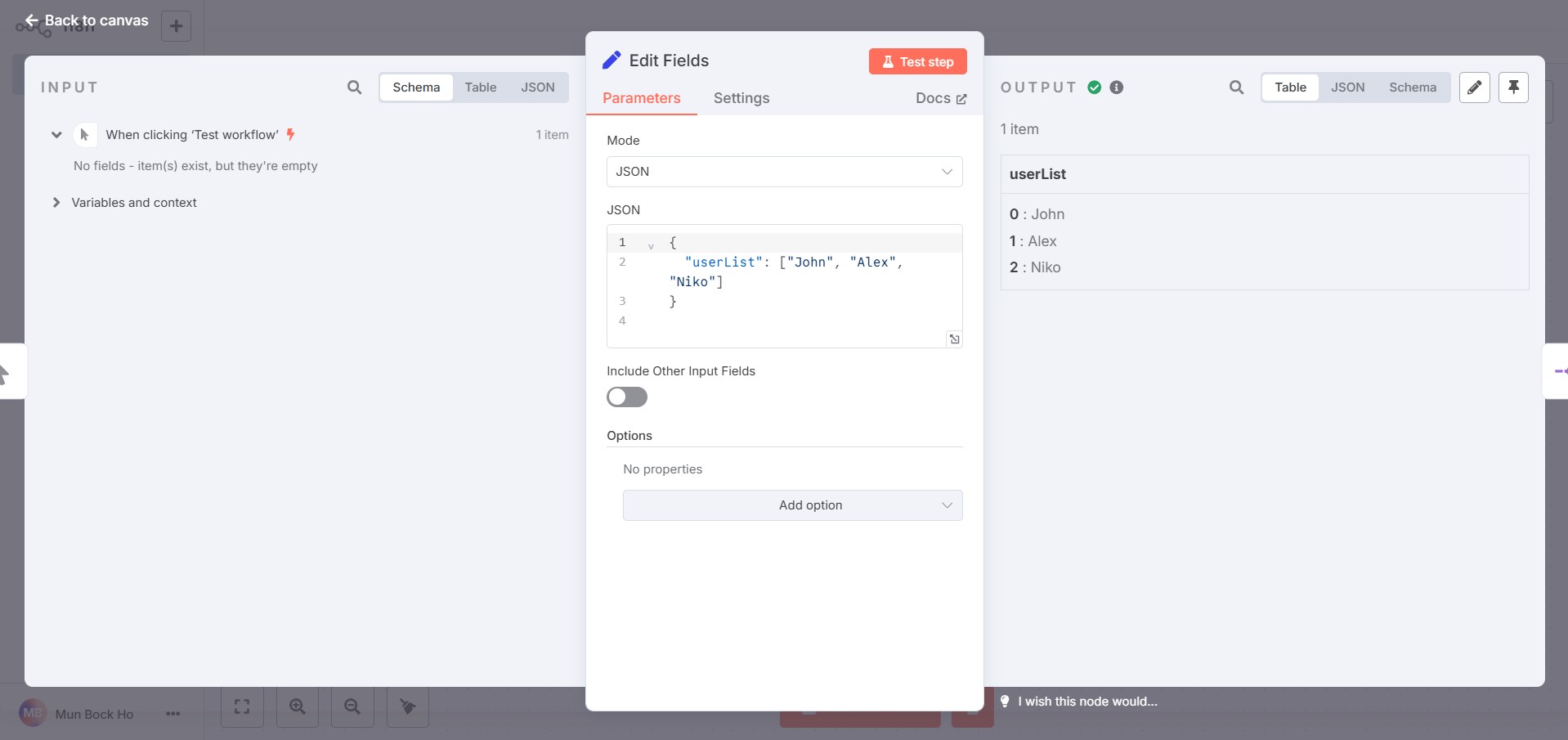 Edit Fields (Set) node.