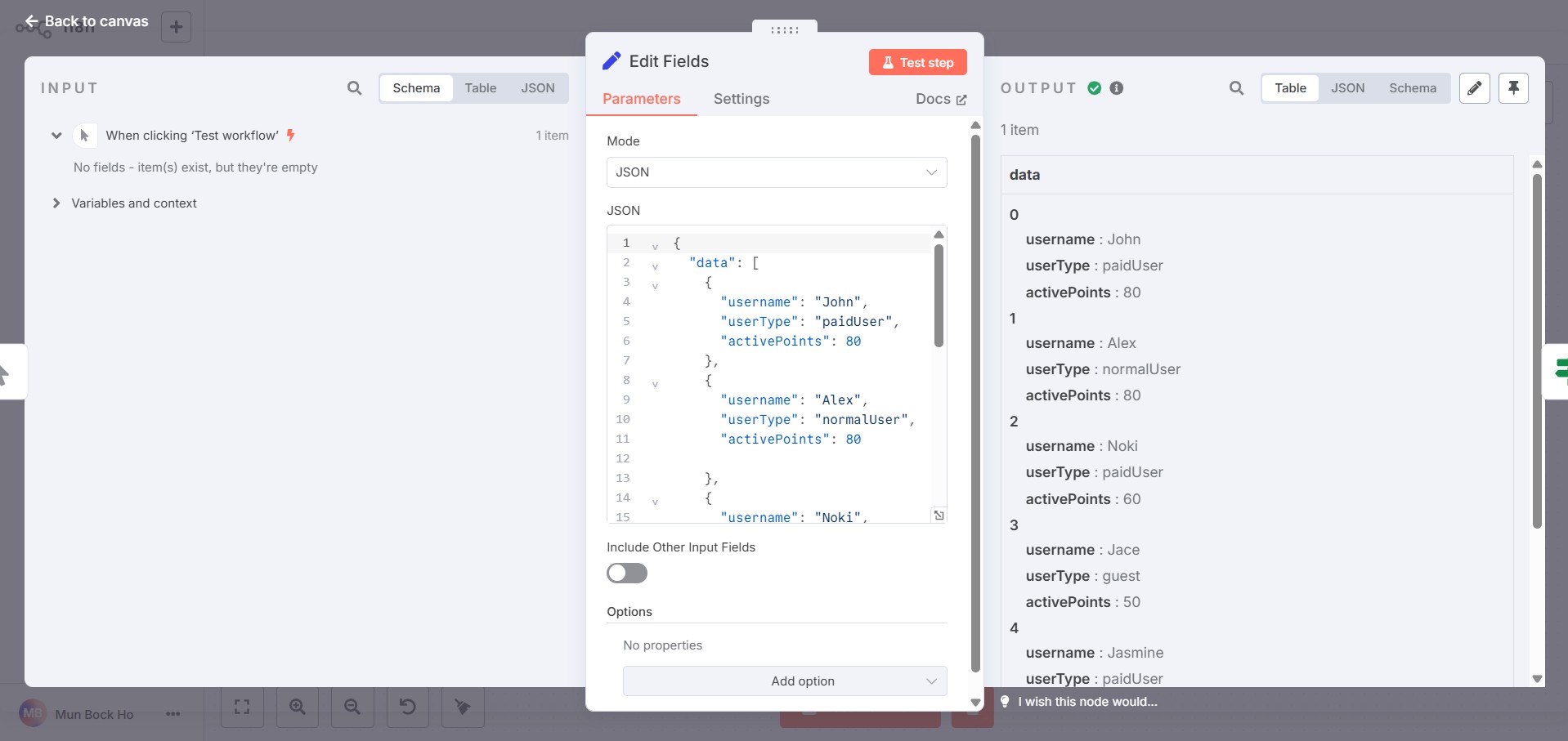 Data used in flow nodes workflow.