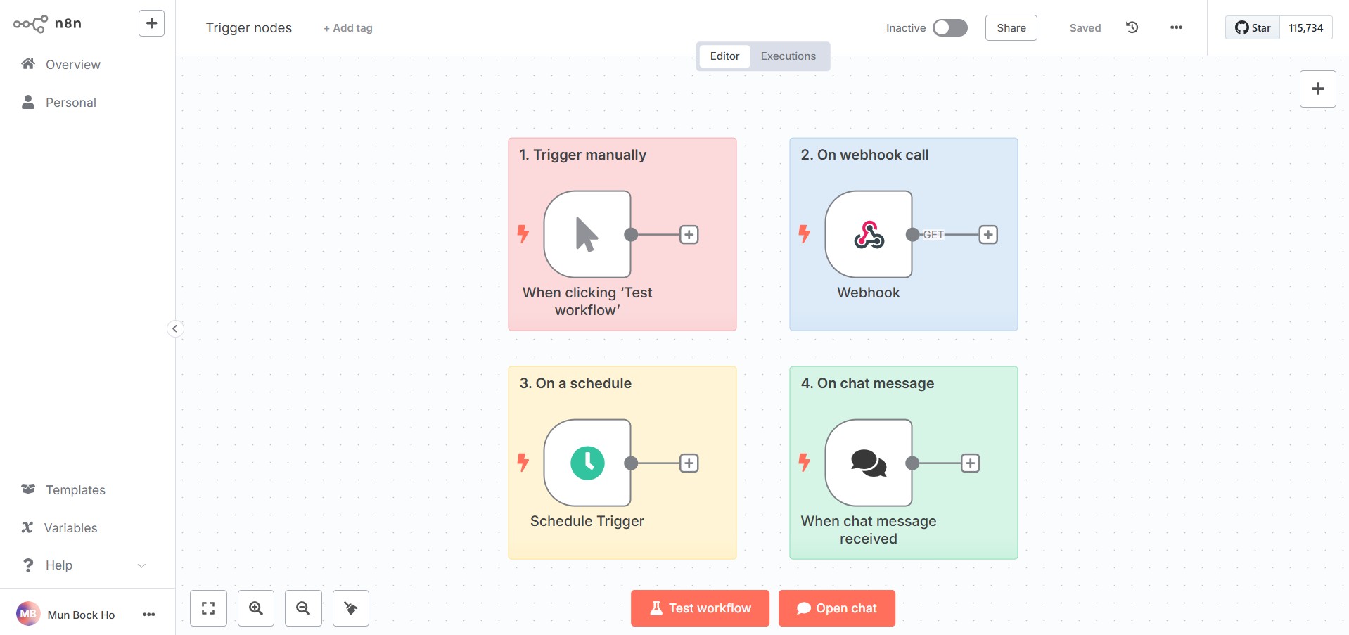 Overview of trigger nodes.