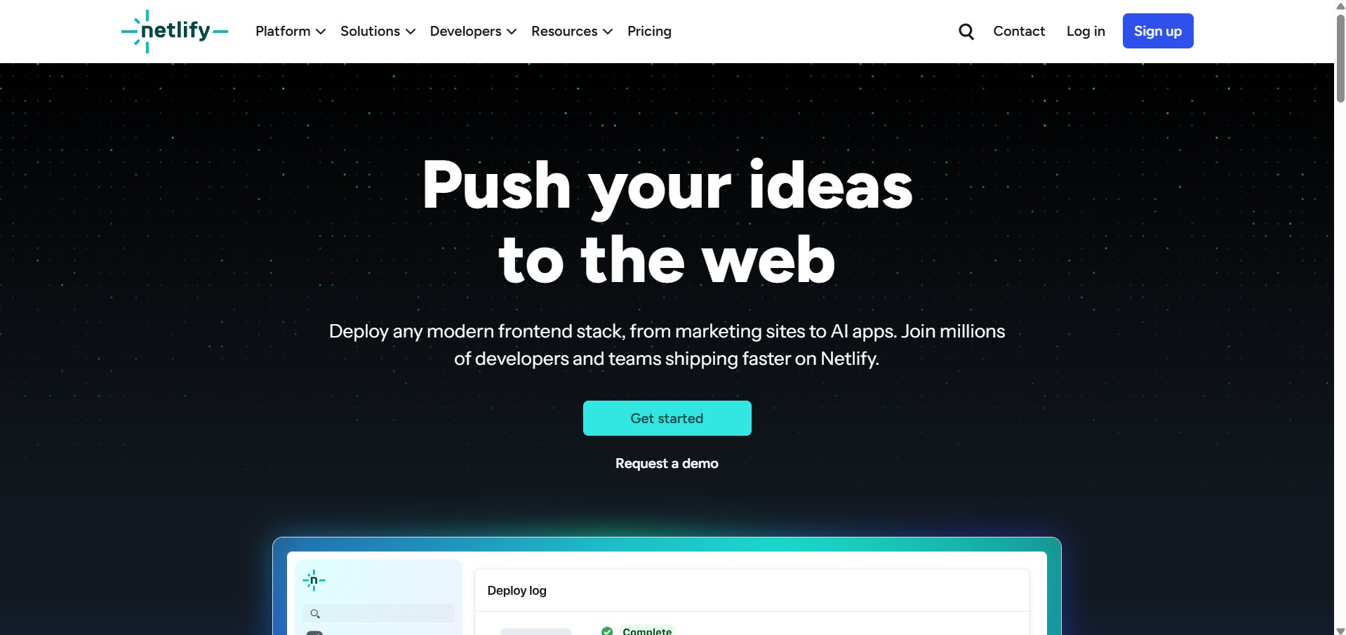 Netlify's landing page.