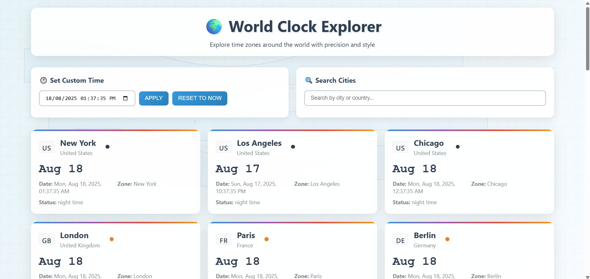 World Clock Explorer.