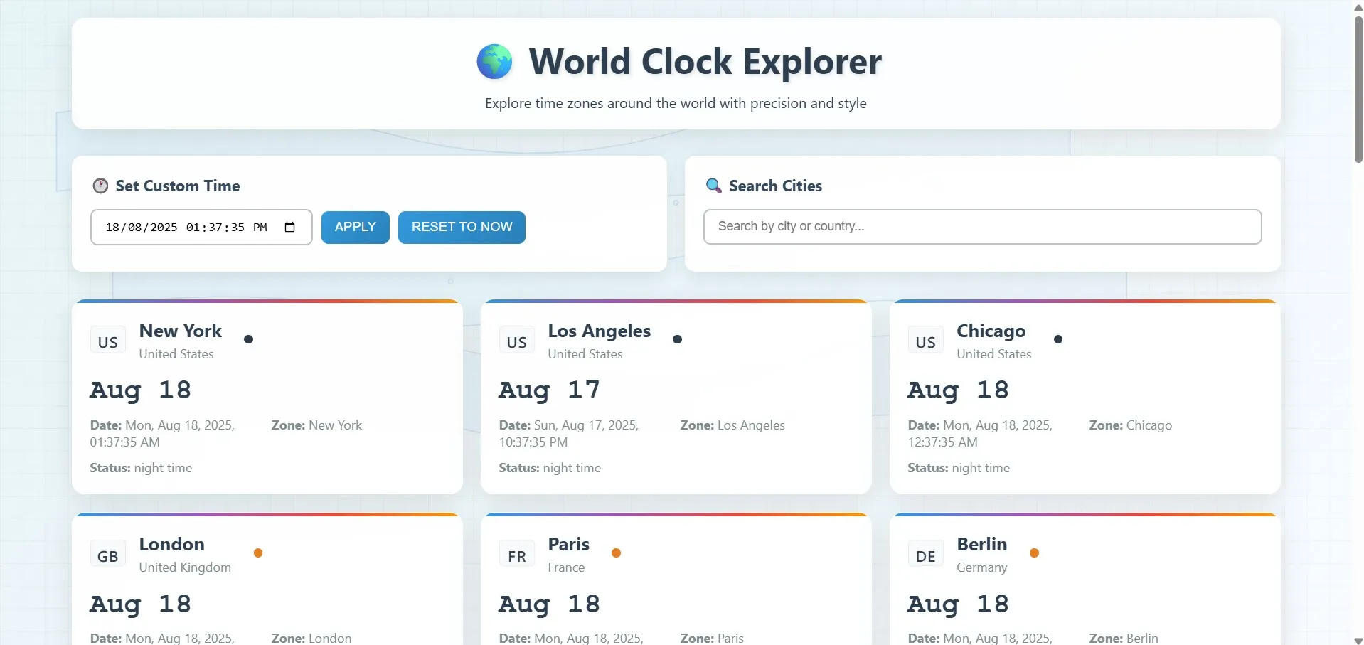 World Clock Explorer.
